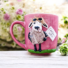 Забавна чаша с овца и надпис I don`t give a sheep , ръчно изработена от полимерна глина. с